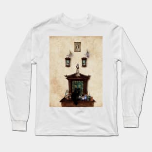 Dark Academia Momento Mori Witch Alter Gothic Watercolor Black Cat Familiar Long Sleeve T-Shirt